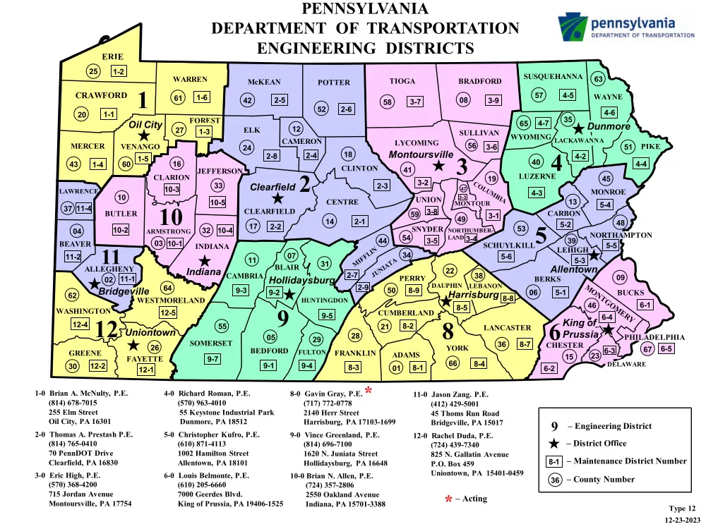 The PennDOT District Map The PennDOT District Map